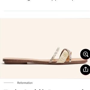 Reformation Katina Flat Sandal in Parmesan and Snake Size 9.5